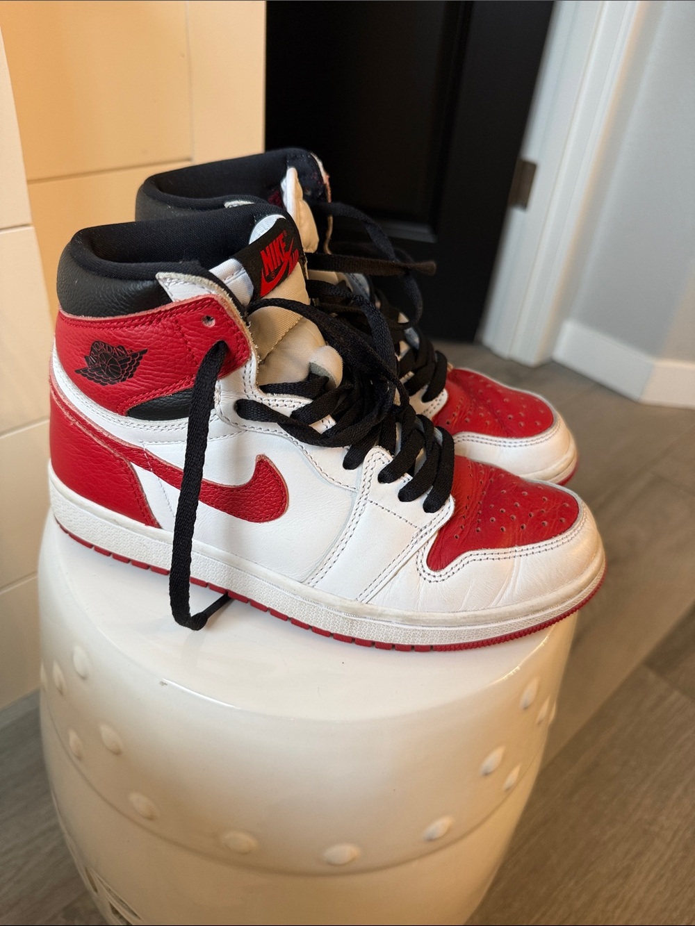 Nike Red White & Black Jordan 1 High-Top Athletic Sneakers